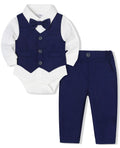 Juivesia Baby Boy Suit Set Infant Tuxedo Boys Formal Outfit Blue 0-3M