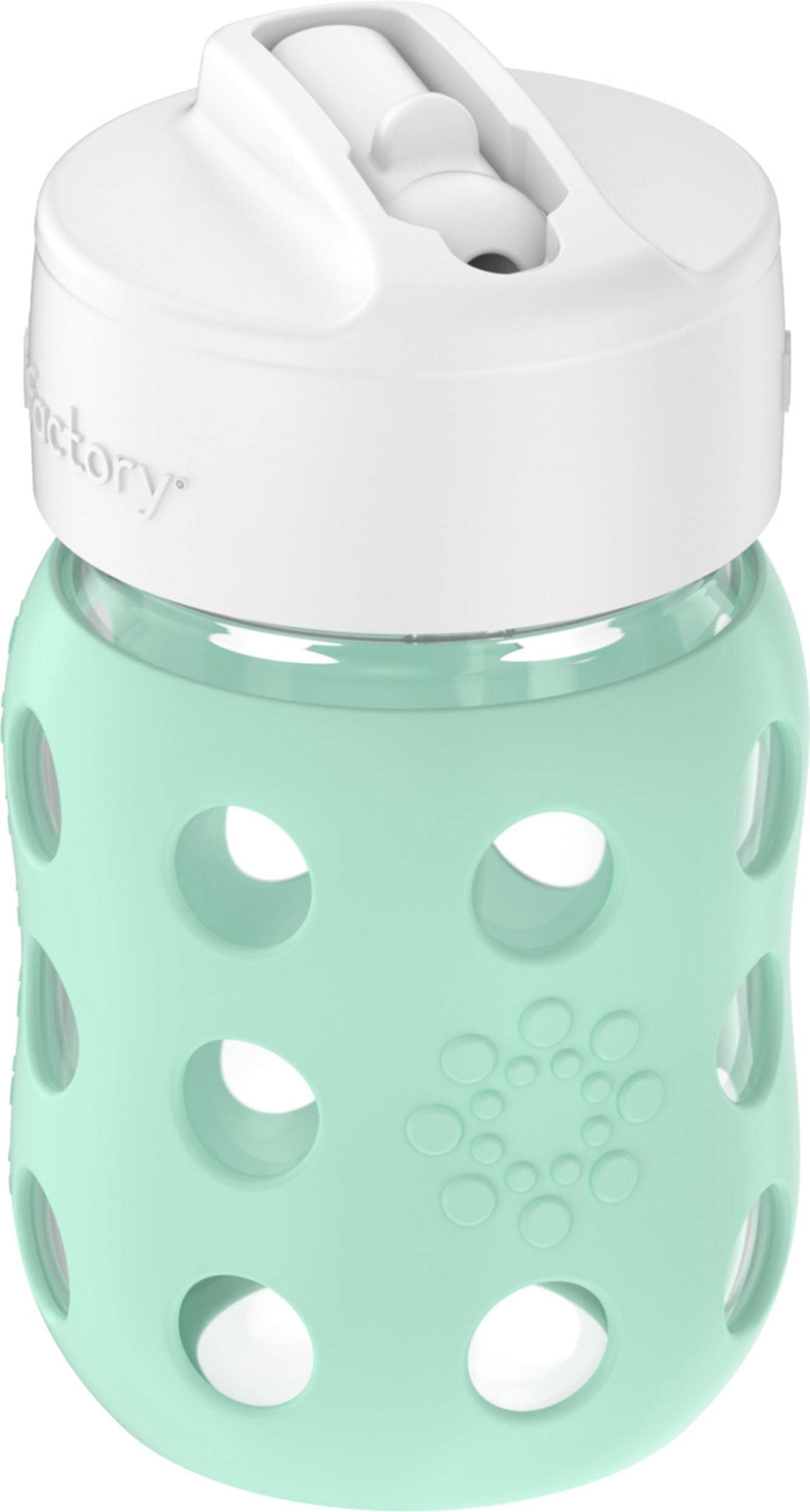 Lifefactory 8oz Glass Baby Bottle with Pivot Straw,