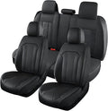 Doogo Seat Covers Full Set, Leather Car Seat Covers Luxury Waterproof Truck Seat Covers Driver Seat Cover Universal Fit Most Cars Trucks SUVs-Black