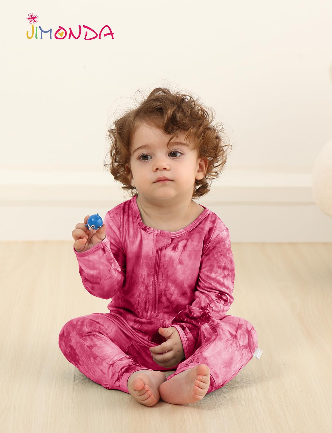 Jimonda Baby Girl Boys Bamboo Rayon Pajamas,Footless Pjs(Rose Red,12-18 M)