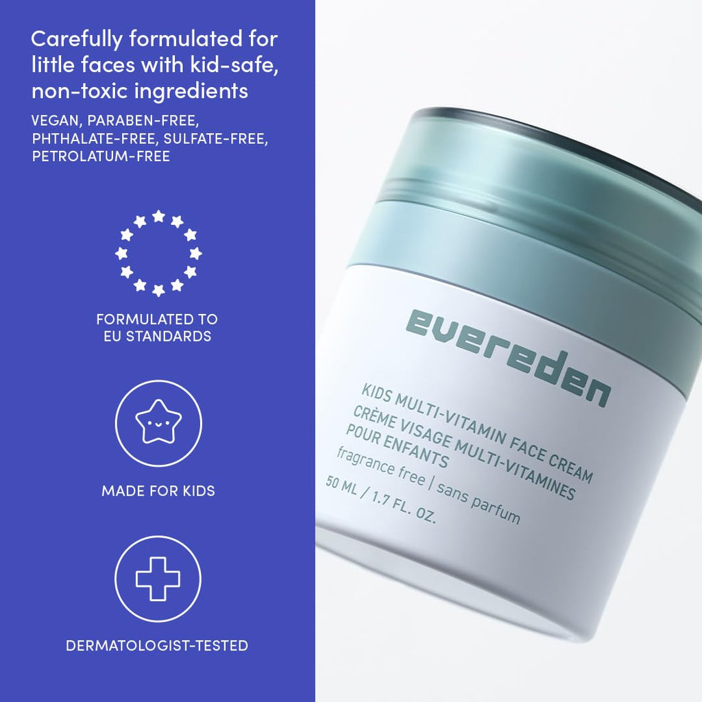 Evereden Kids Face Cream, Dermatologist-Tested, EWG Verified Fragrance-Free