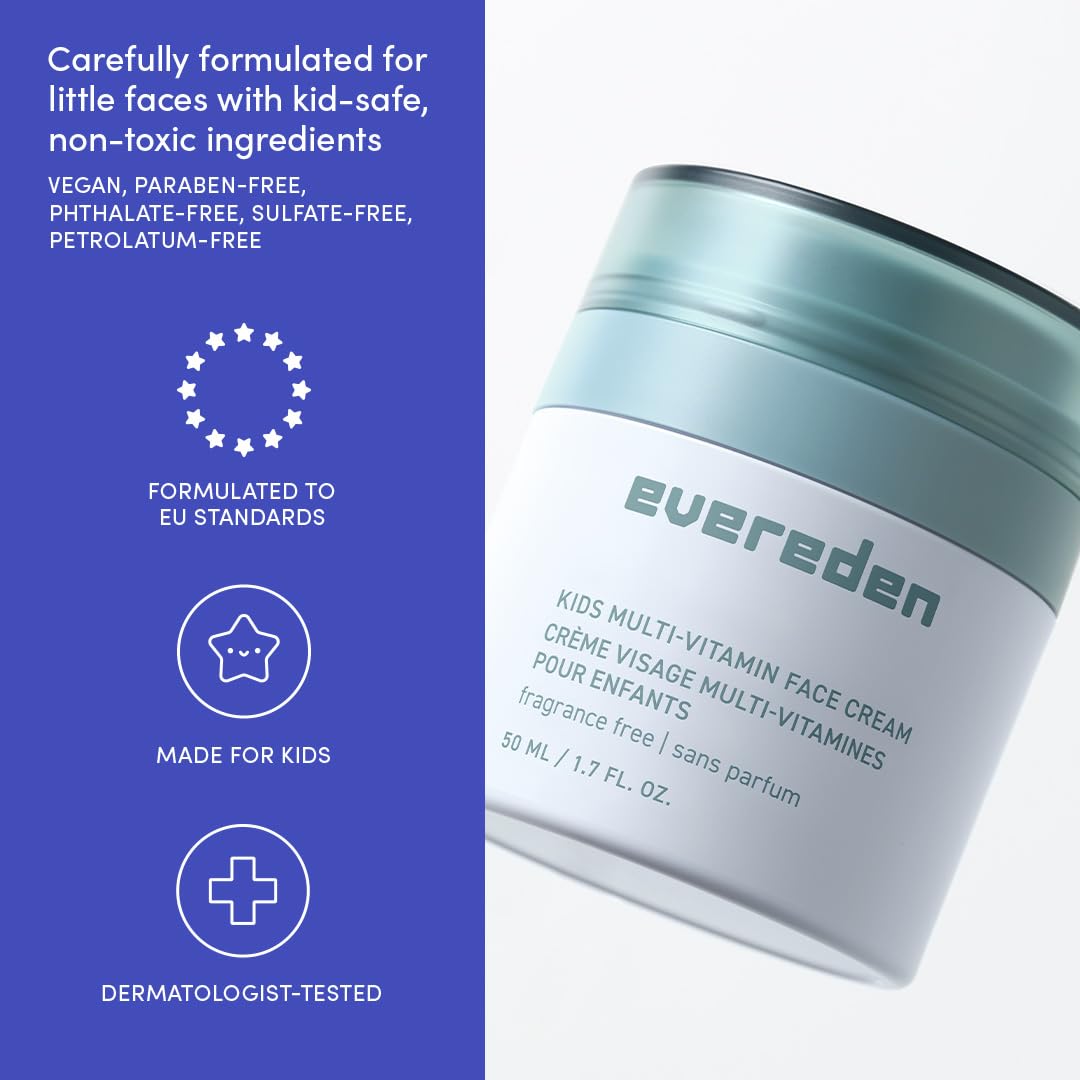 Evereden Kids Face Cream, Dermatologist-Tested, EWG Verified Fragrance-Free