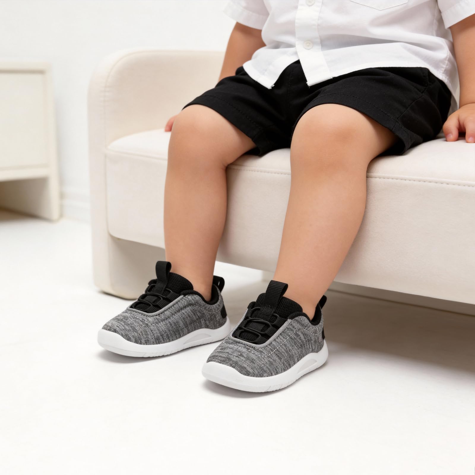 MORENDL Toddler Sneakers Baby Slip On Walking Shoes Non-Slip Breathable Boys & Girls Running Shoes Infant Tennis Shoe Mix Grey 12-15 Months Size 5
