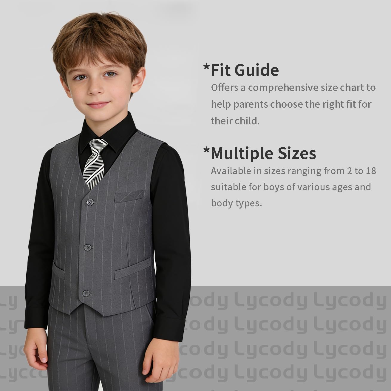 Boys Suit Set for Kids Formal Tuxedo Suits for Wedding, Grey, Size 6