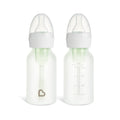 Munchkin Bond Glass Baby Bottles, Anti Colic Baby Bottles for Newborns, 4 oz Silicone Coated BPA Free Slow Flow Bottles for Breastfed Babies, Infant Feeding Bottle Set, 2 Pack, White