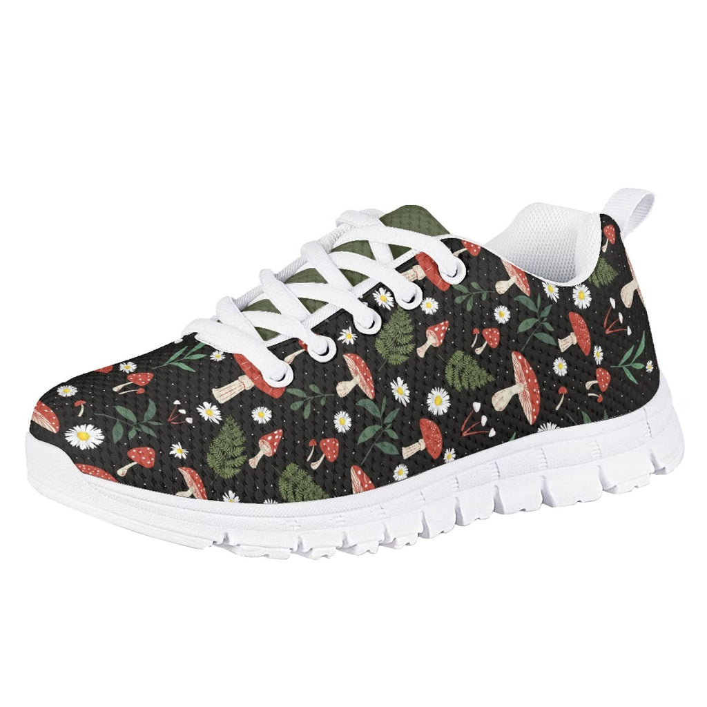 MARSVOVO Girl Running Shoes Flexible Breathable Athletic Lightweight Slip On Girl Sneakers Comfortable Casual Resistant Lace-up Pre Walking Shoes for Boy Girl Mushroom Design Size 12 US