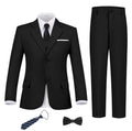 Boys Suit Slim Fit Outfit Suits Kids 6 Piece Jacket Vest Pants Black 6