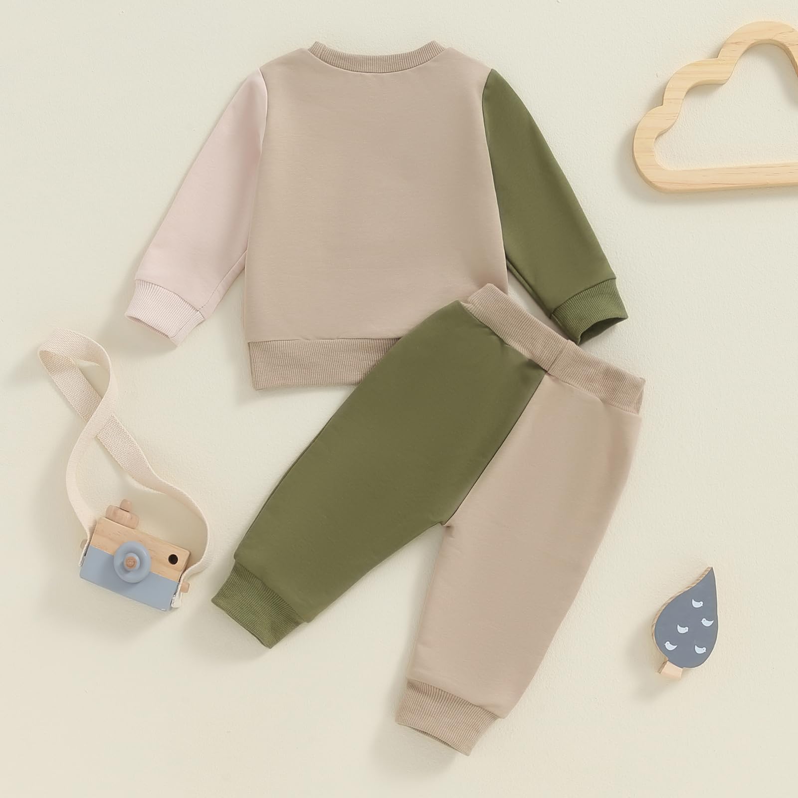 Toddler Baby Boy Fall Winter Outfit Long Sleeve Letter Print Sweatshirts and Jogger Pants Infant Boy Clothes (Pretty Guy Khaki, 0-6 Months)