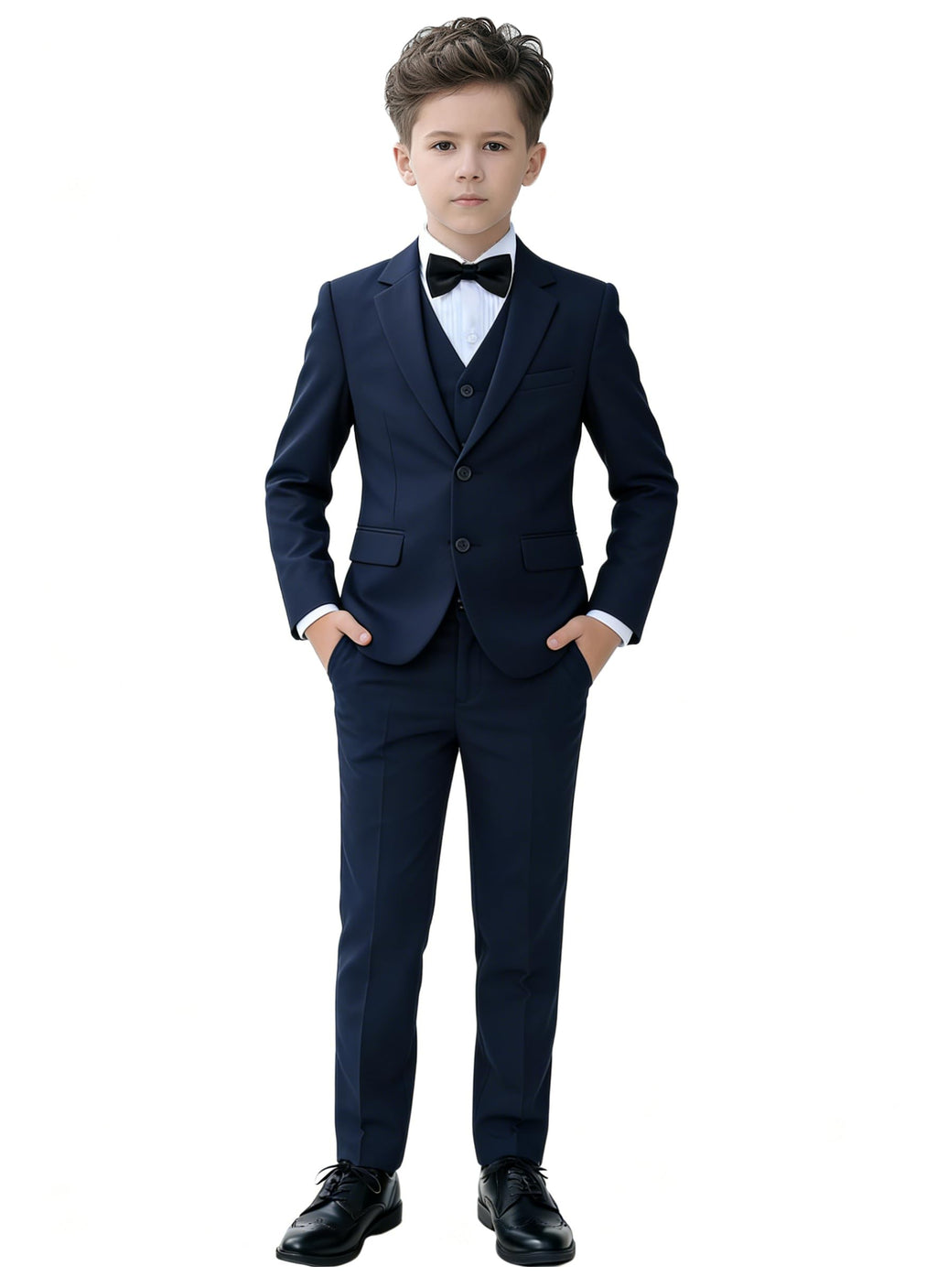 Kids Tuxedo Navy Blue Ring Bearer Outfit Slim Fit 5T Suit for Boys