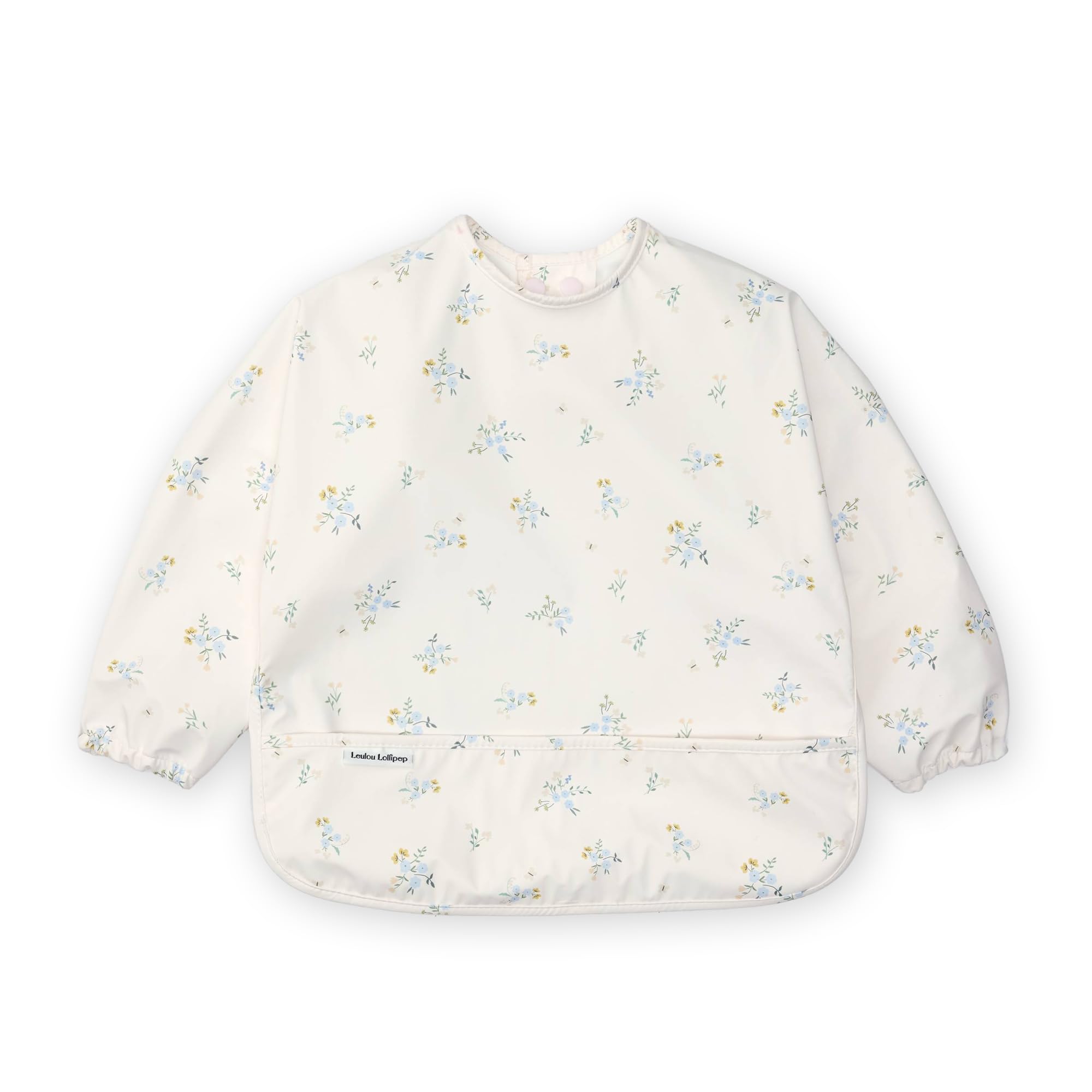Loulou Lollipop Long Sleeve Bib for Babies & Toddlers – Waterproof, Wipeable, Easy to Clean, Spill Proof Full Sleeve Feeding Bib with Adjustable Fit, 6-36 Months Old - Ditsy Floral