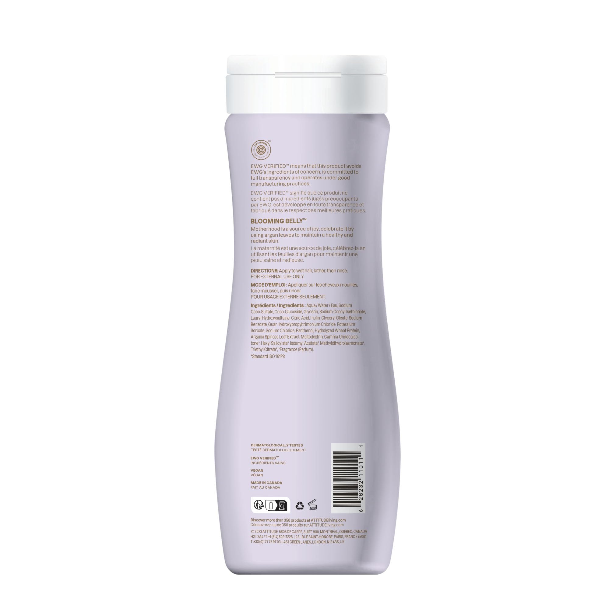 ATTITUDE Pregnancy Shampoo, EWG Verified, Dermatologically Tested, Plant and Mineral-Based, Vegan Maternity Products, Argan Leaf Extract, 16 Fl Oz (Pack of 6)