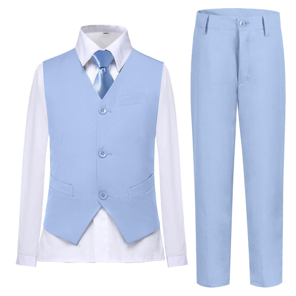 Boys Suit Vest Set Formal Dress Suits Wedding Outfit, Light Blue, Size 12