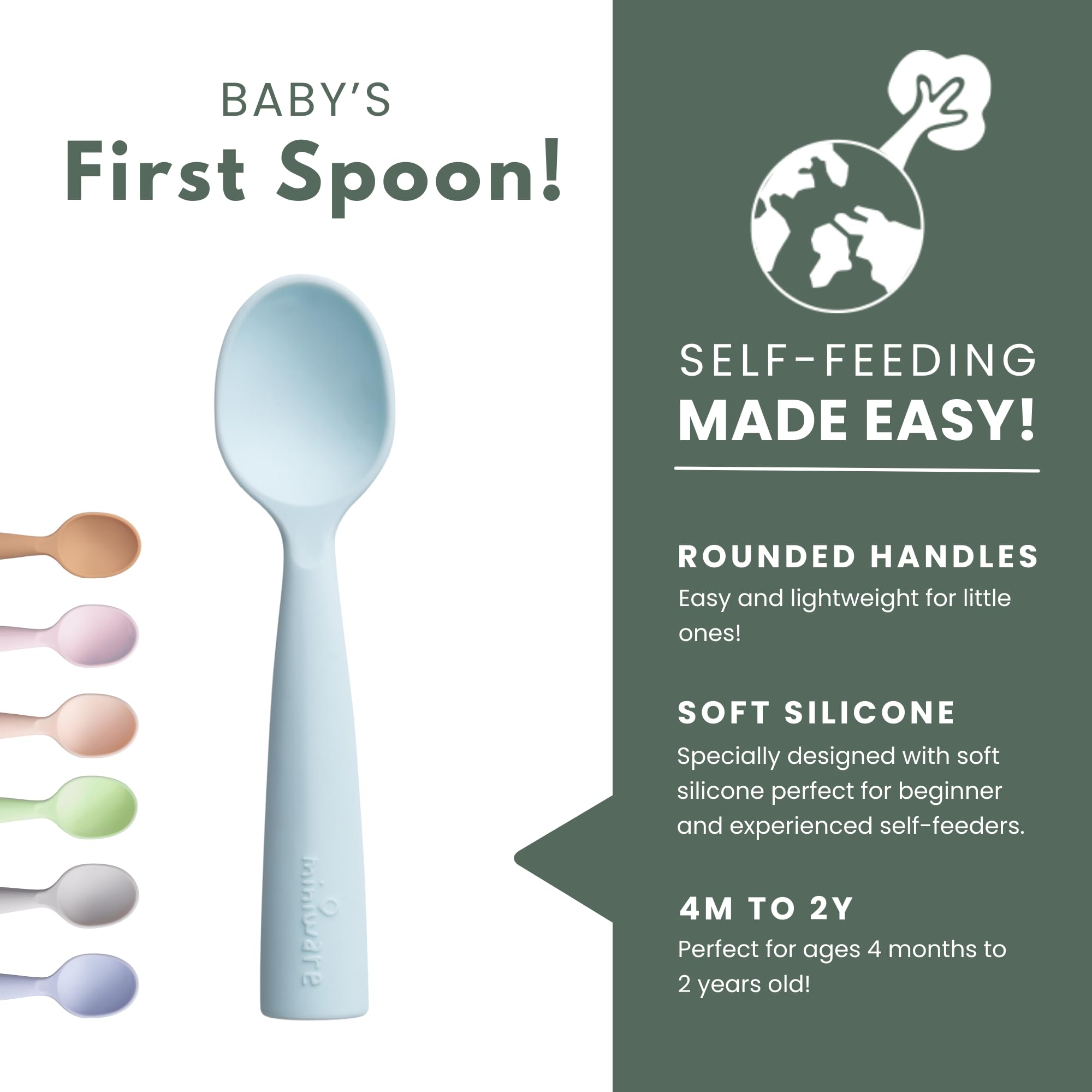Miniware Teething Spoon Cutlery Set (Grey and Aqua)