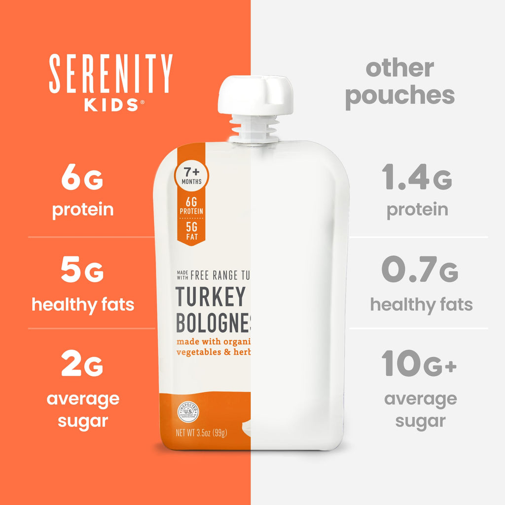Serenity Kids Turkey Bolognese Baby Food Pouches, Organic, 3.5 Oz, 12 Pack