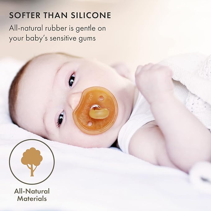 Natursutten Pacifiers 6-12 Months - 2-Pack Butterfly Shield Orthodontic Nipple Natural Rubber Safe & Soft BPA-Free Pacifier for Breastfeeding Babies - Newborn Pacifiers Made in Italy