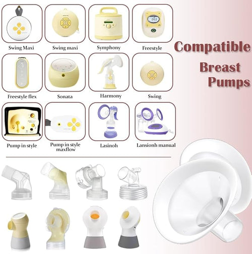 2pcs 27mm Soft Rim Flanges with 106 Degree Wider Opening Angle for Medela Breast Pump, PersonalFit, Freestyle, Maxflow, Freestyle Flex Swing Maxi Connector