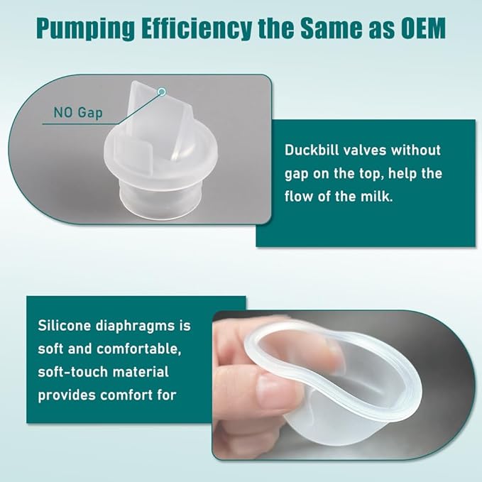 2pcs Duckbill Valves and 2pcs Silicone Diaphragm Compatible with Zomee Z1/Z2/BabyBuddha/NCVI 8782/8780/Motif Twist Breast Pump Replacement Pump Accessories