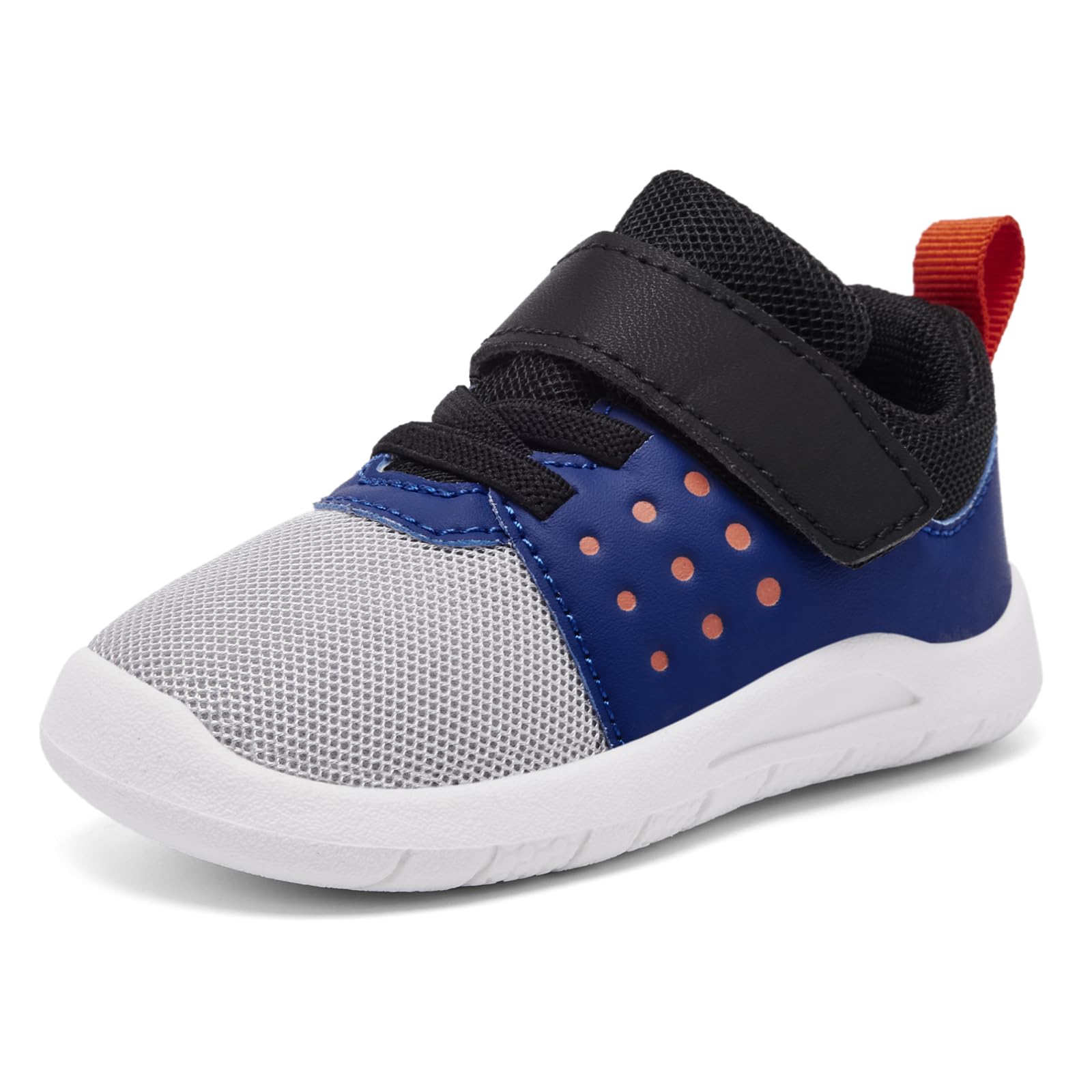 MORENDL Toddler Baby Shoes 0-4 Years Boy Girl Lightweight Breathable Non-Slip Sports Sneakers Running Walking Tennis Barefoot Shoes Grey Blue 6-9Months
