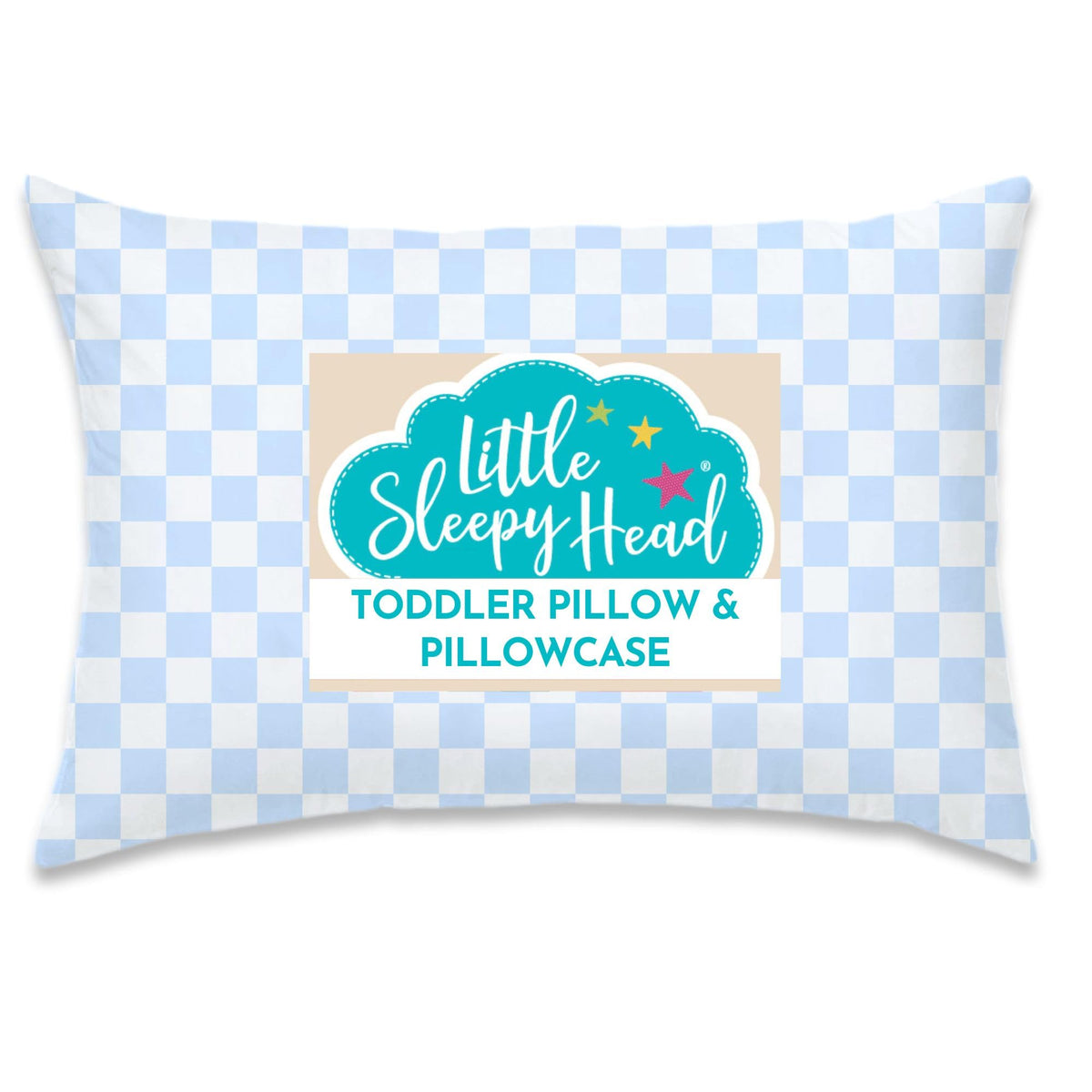 Toddler Bed Pillow with Cotton Pillow Case – 13x18 Kids Pillows for Sleeping, School, Travel & Daycare – Hypoallergenic Toddler Pillow 2 Year Old to 5 with Envelope Pillowcase (Checkers Black)
