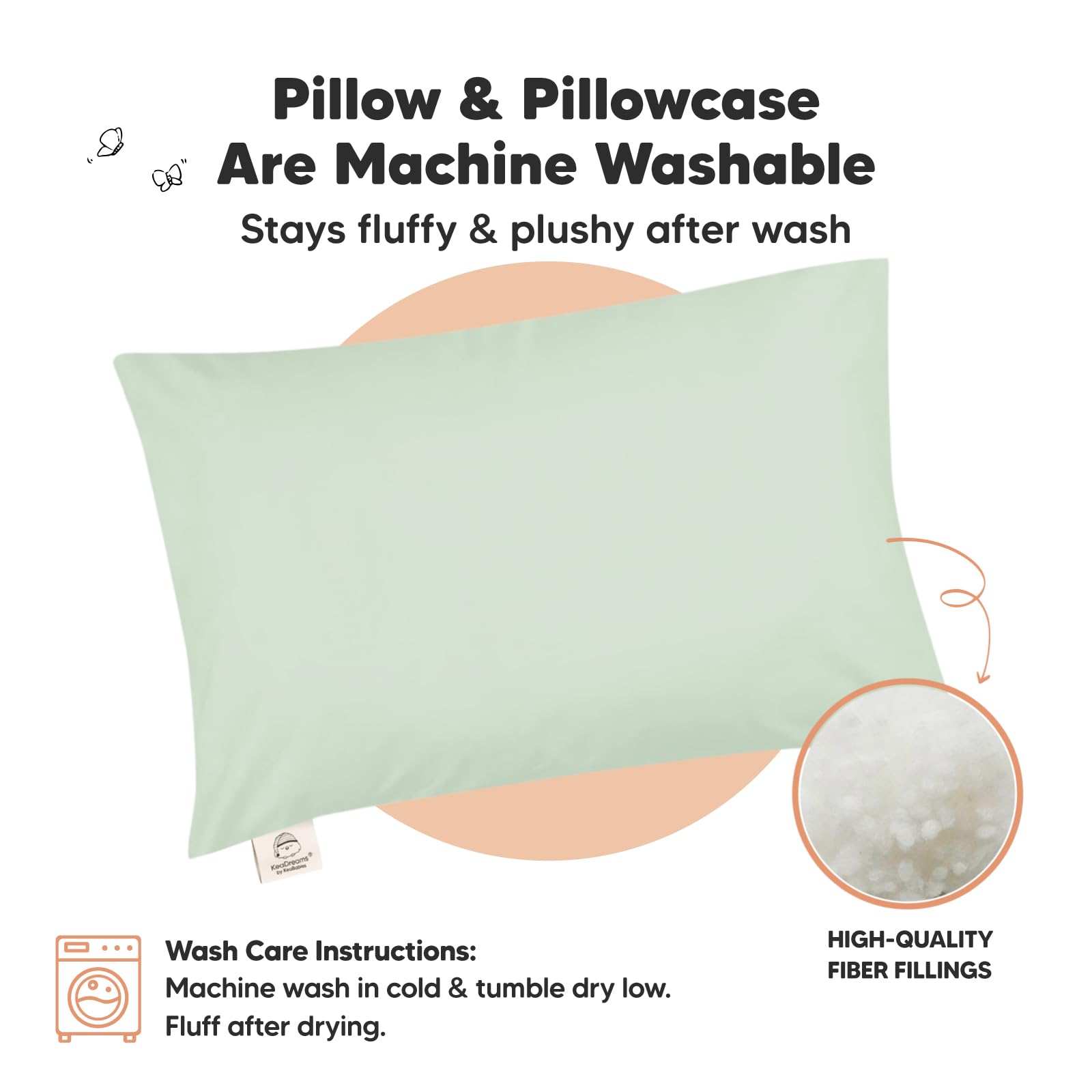 KeaBabies Organic Toddler Pillow with Pillowcase, Jumbo 14X20 (Sage)