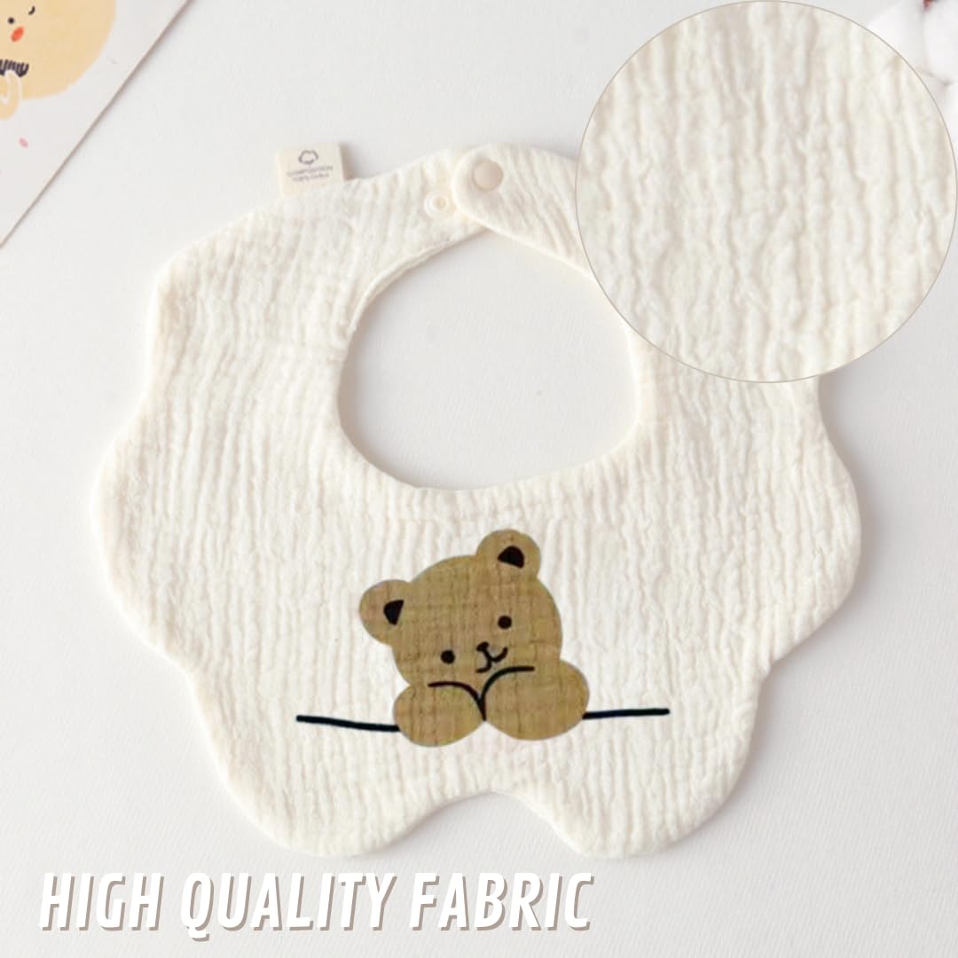 Canjolie 4 Pack Baby Bandana Bibs - Super Absorbent for Drooling & Teething - Soft, Flower Shape (0-24 Months)