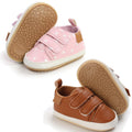 eitwo 2Pairs Baby Shoes,Boys Girls Non-Slip Rubber Sole Sneakers,Unisex Infant Soft Lightweight First Walking Hoes(2Pairs_Brown+PinkHeart,12-18 Months)