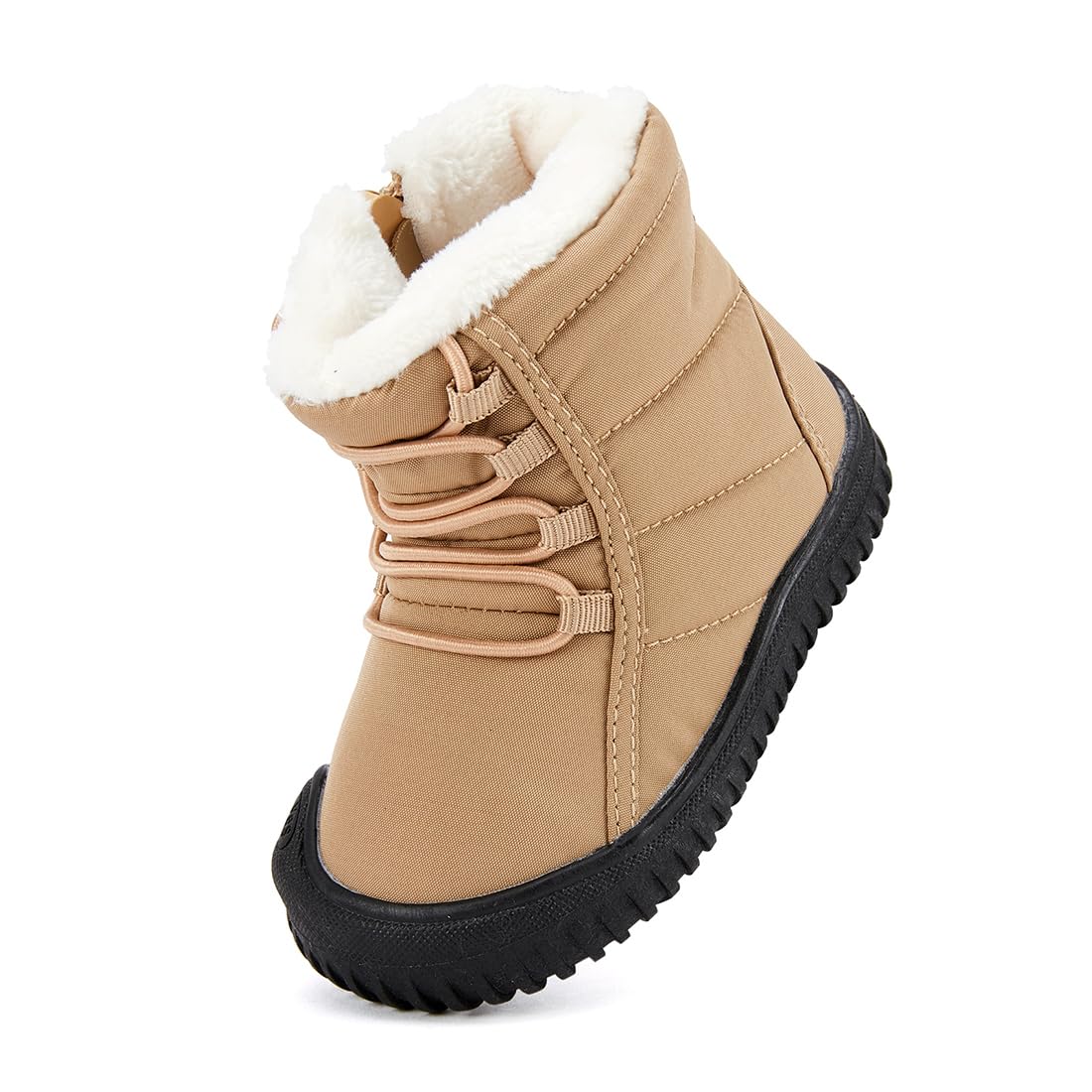 BMCiTYBM Toddler Baby Snow Boots Winter Shoes Boys Girls Cold Weather Baby Faux Fur Shoes Brown Size 8