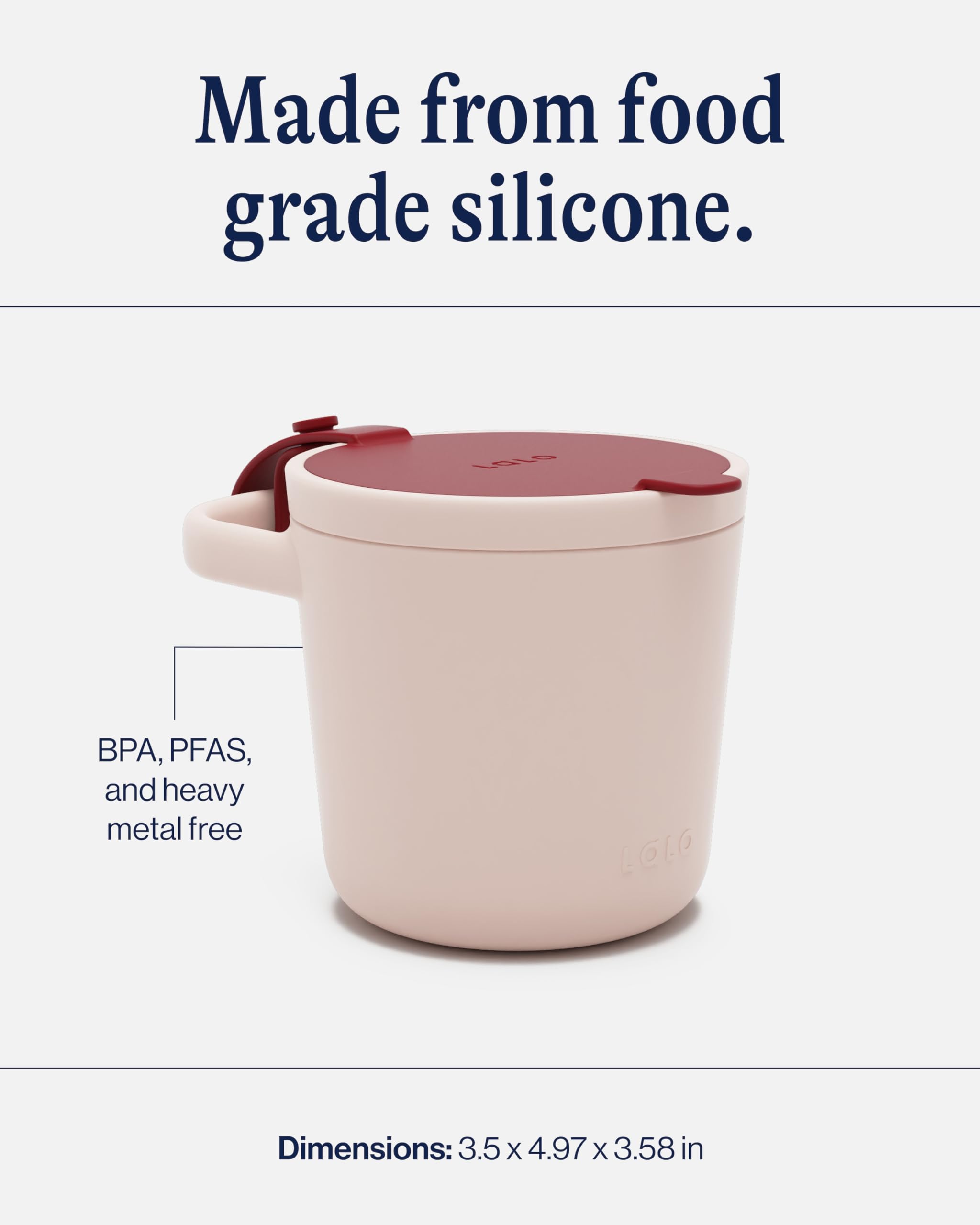 Lalo Snack Cup - Mess-Free Silicone Snack Cups for Toddlers & Babies with Detachable Lid, BPA-Free Baby Snack Containers, Fits Most Stroller & Car Seat Cup Holders, Dishwasher Safe, Berry & Cream