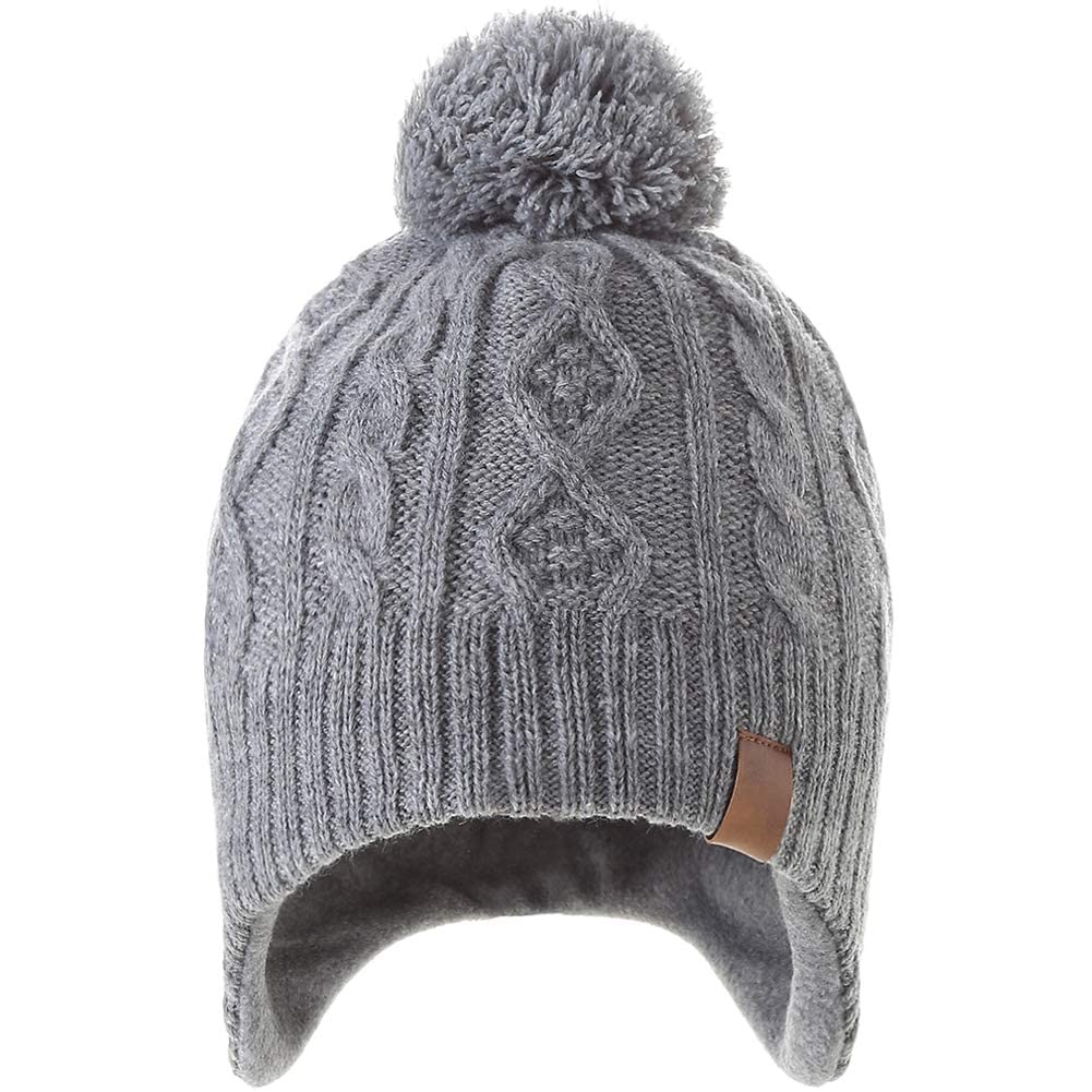 LMLALML Toddler Winter Hat - Kids Knit Warm Fleece Lined Beanie with Pom