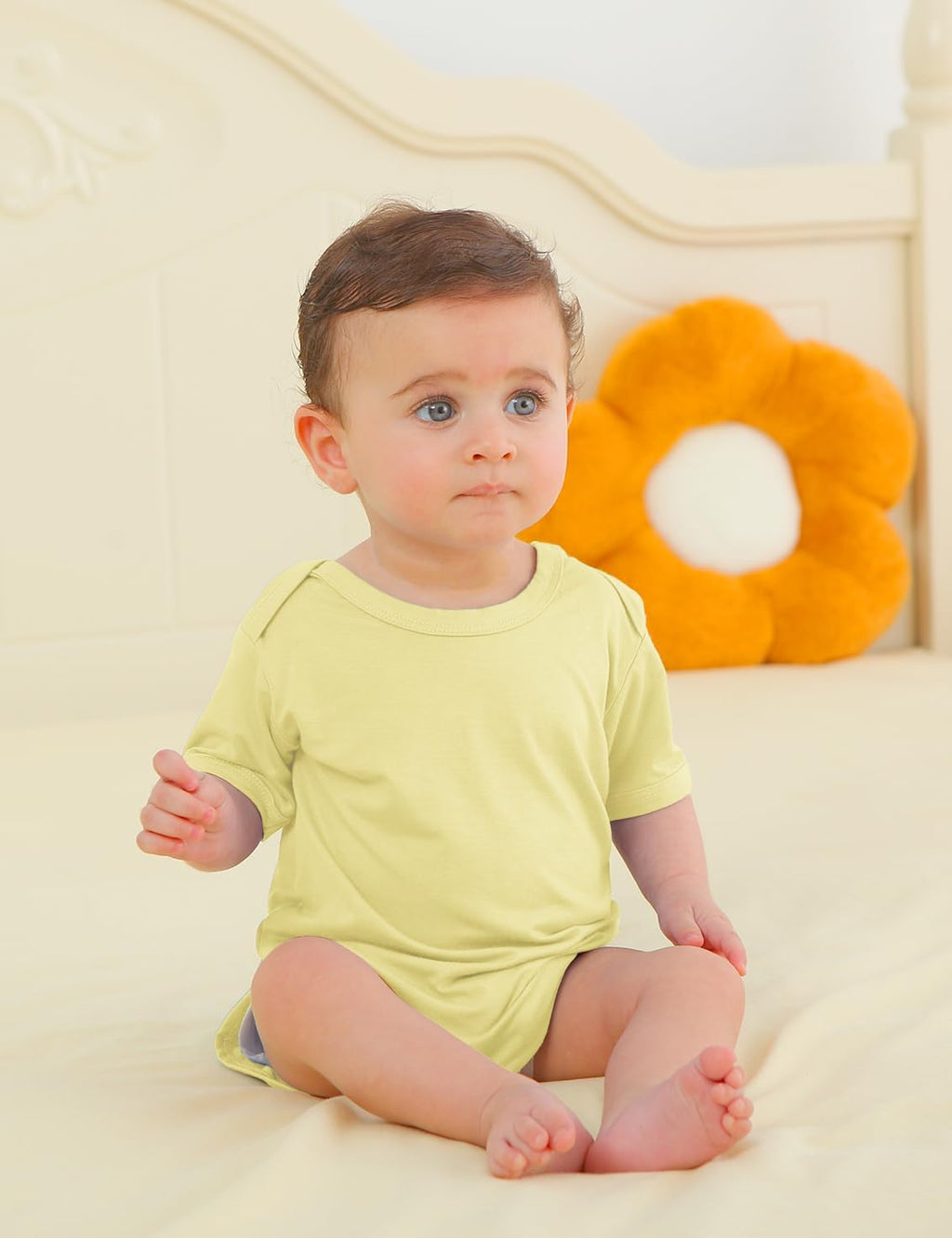 Jimonda Baby Bamboo Viscose Bodysuit Boy/Girl 2Pcs Rompers,Blush&Lemon 9M
