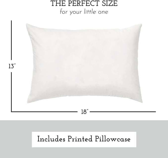 Little Sleepy Head Toddler Pillow with Pillowcase 13x18 - Kids Pillow for Sleeping - Better Neck Support Ergonomic Pillow and Toddler Pillowcase - Best Pillows for Kids (Gray)