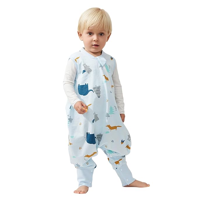 Duomiaomiao 0.5 TOG Toddler Sleep Sack 12-24 Months 100% Cotton Lightweight Baby Sleep Sack with Feet, Breathable Comfy Toddler Wearable Blanket