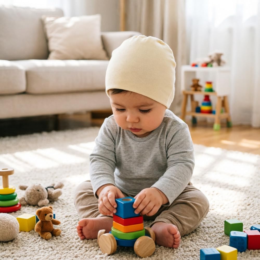 DRESHOW BQUBO 8 Pack Unisex Baby Beanie Hat Infant Toddler Kid Hats Baby Soft Cute Knit Cap Nursery Beanie