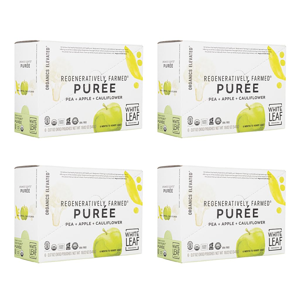 White Leaf Baby Food Pouches, Toddler Snack, Mango + Carrot + Banana + Pear