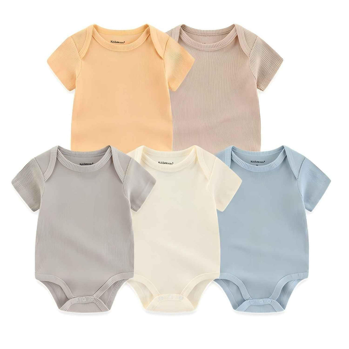 Kiddiezoom Newborn Baby Unisex Cotton One-Piece Bodysuits Baby Gift 5-Pack Clothes