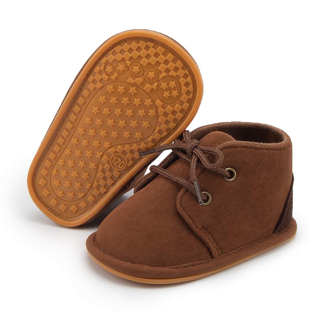 Zoolar Baby Unisex Warm Snow Boots Newborn Leather Fur Lace Up Ankle Anti-Slip Rubber Texture Sole Toddler Prewalker Winter Crib Shoes