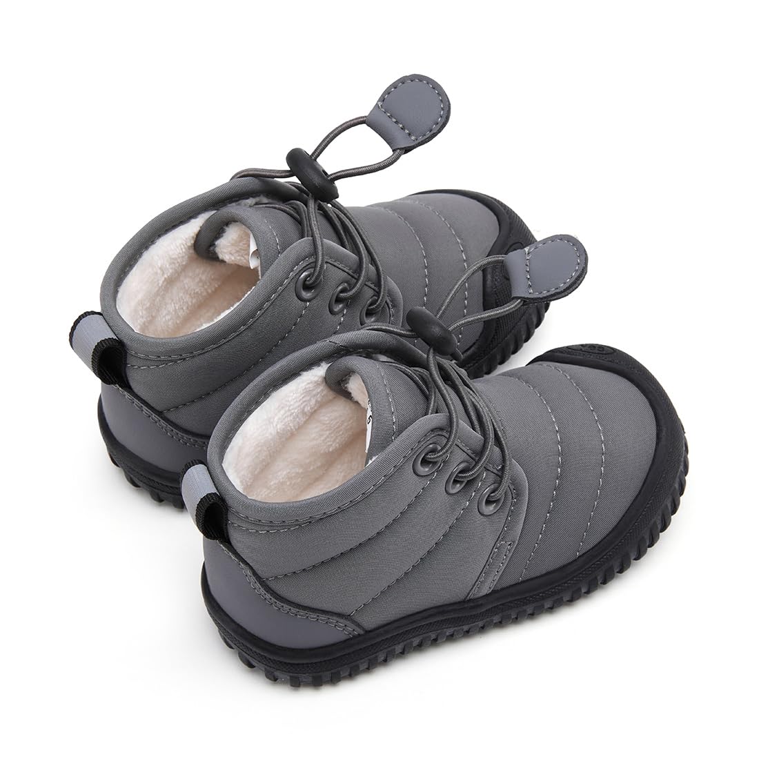 BMCiTYBM Baby Snow Winter Boots Boys Girls Shoes Non Slip First Walking Infant 6 9 12 18 24 Months Grey Size 12-18 Months Toddler