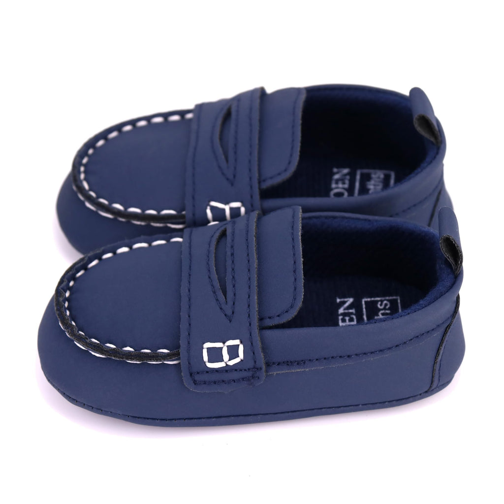 LONSOEN Baby Boys Girls Loafers Formal Dress Shoes,231 Navy Blue 12-18M