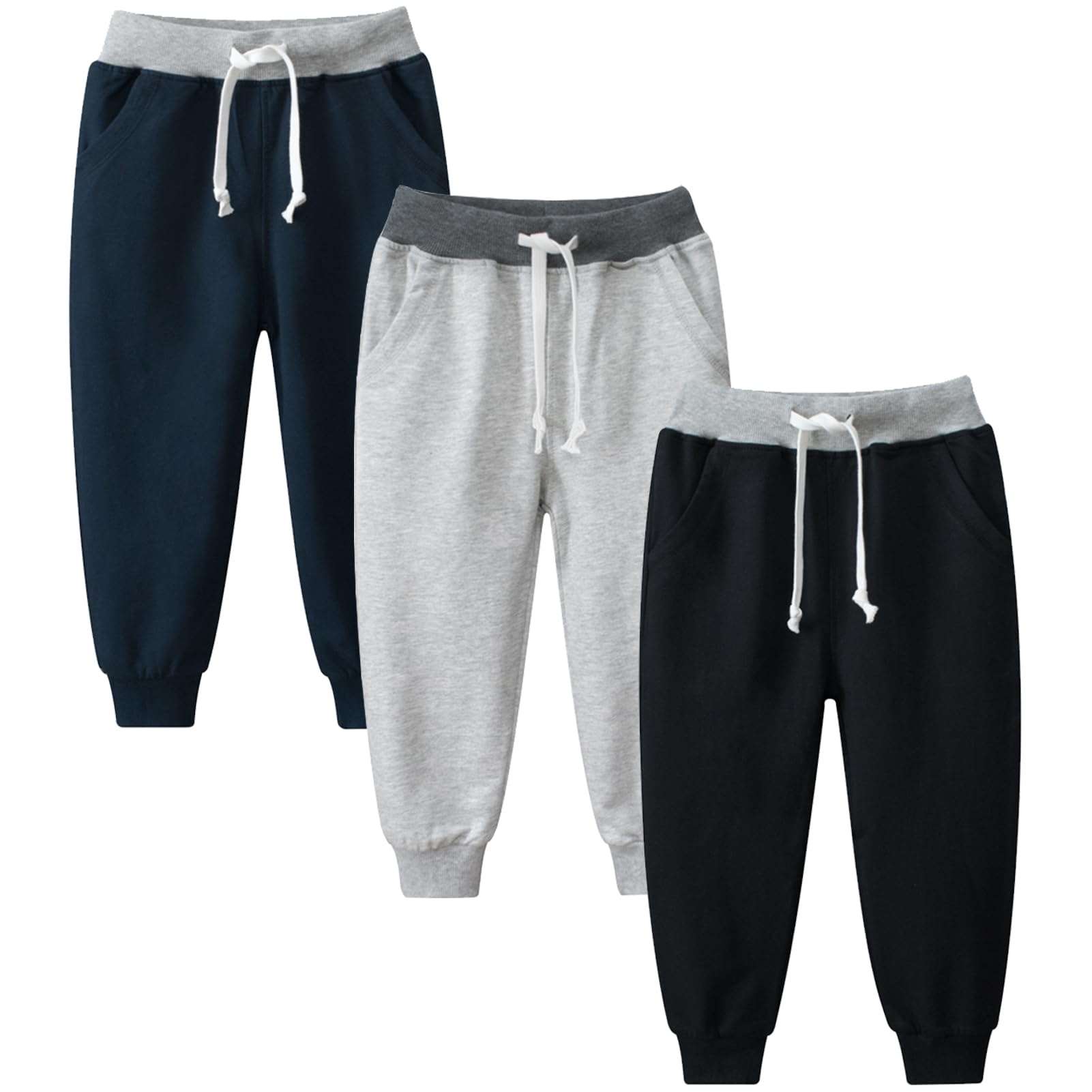 GFQLONG Toddler Boys Joggers Pants Cotton Kids Athletic Sweatpants 5-6T