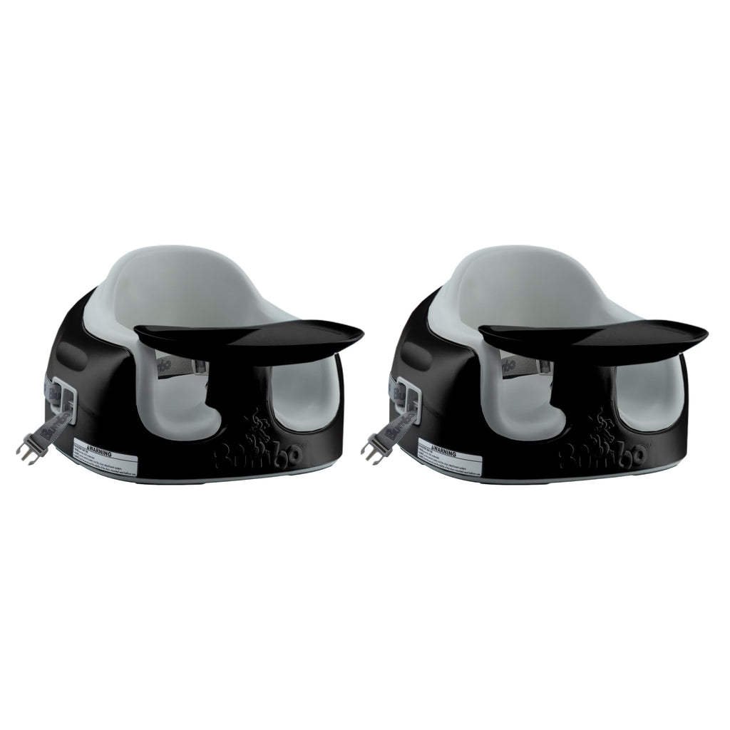 Bumbo 2 Pack 3-in-1 Multi-Seat for 6 to 36 Months, Travel Baby Feeding and Play Floor Seat, All-in-One Portable Booster with Tray & Toddler High Chair, Black/Monsoon