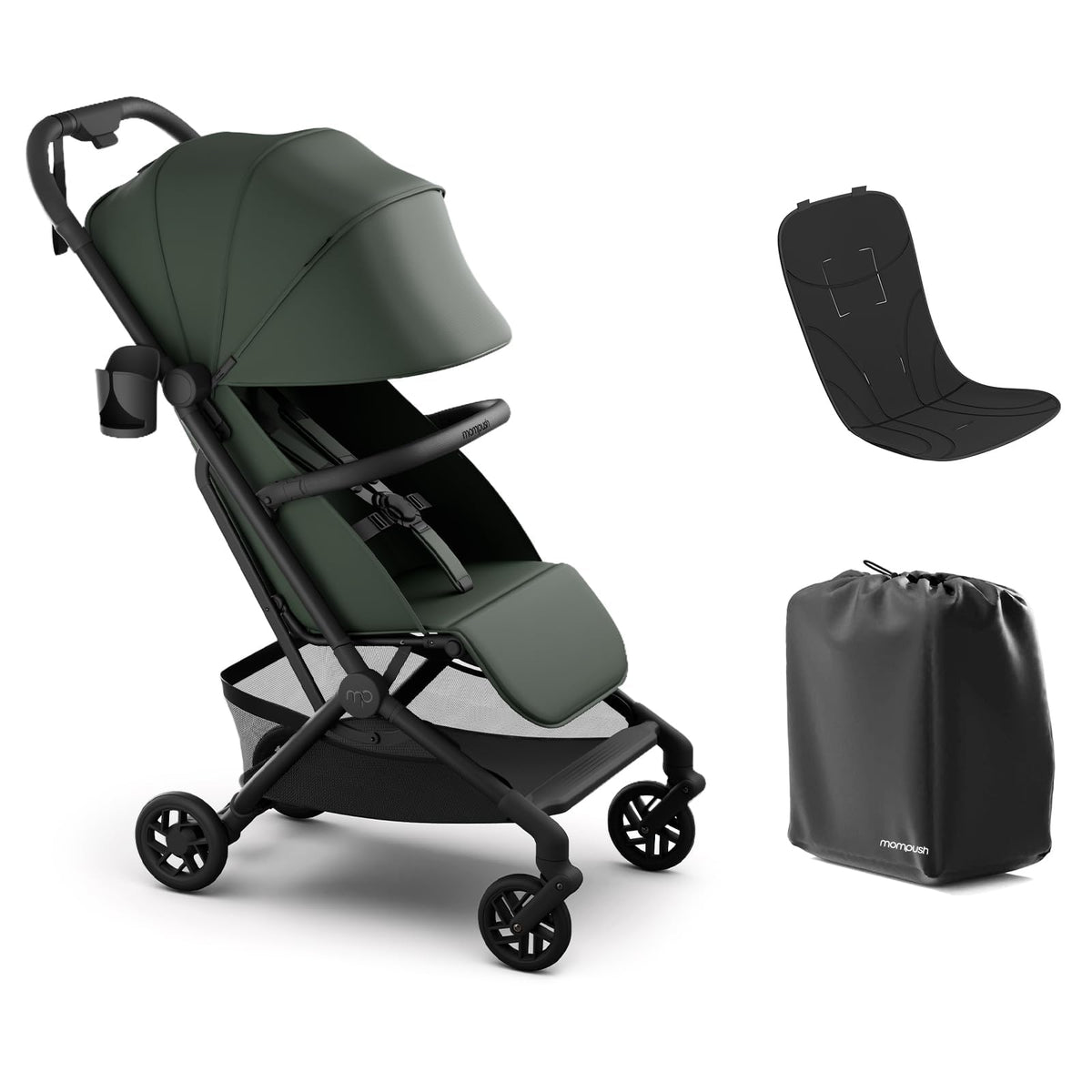 Mompush Velo Compact Travel Stroller One-Hand Fold, Carry-on Approved