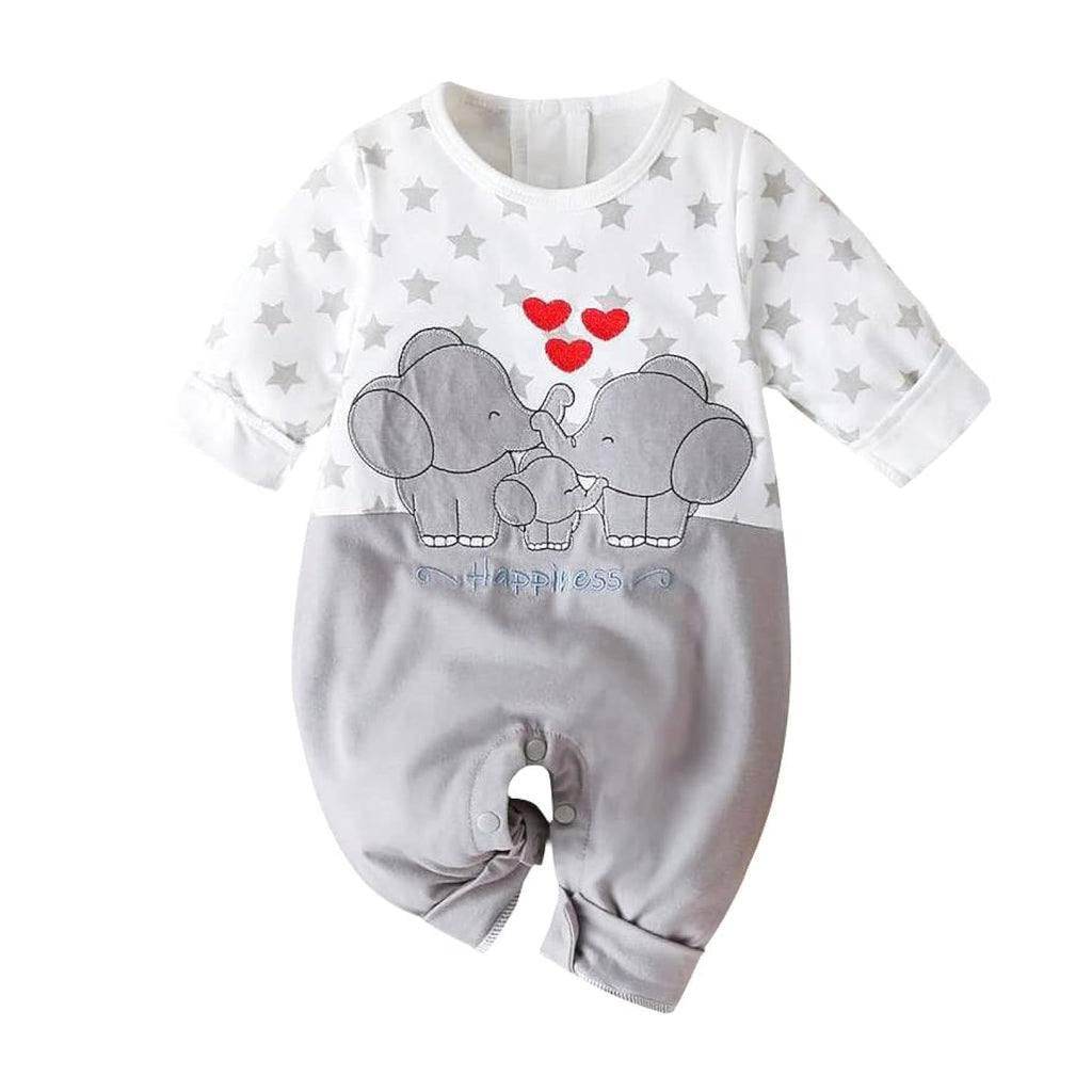 Aoswep - All Over Star with Elephant Printed Jumpsuit Baby girl bodysuit (6-9 Months)