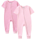 Jimonda Short Baby Footless Pajamas 2-Way Zipper Sleeper 0-24Months(Pink,12-18M)