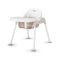 Foundations Secure Sitter 11" Feeding Chair, Stable “No Tip” Feet, 3-Point Adjustable Harness, Removable Tray, Easy to Clean, Smooth Plastic (White/Tan)