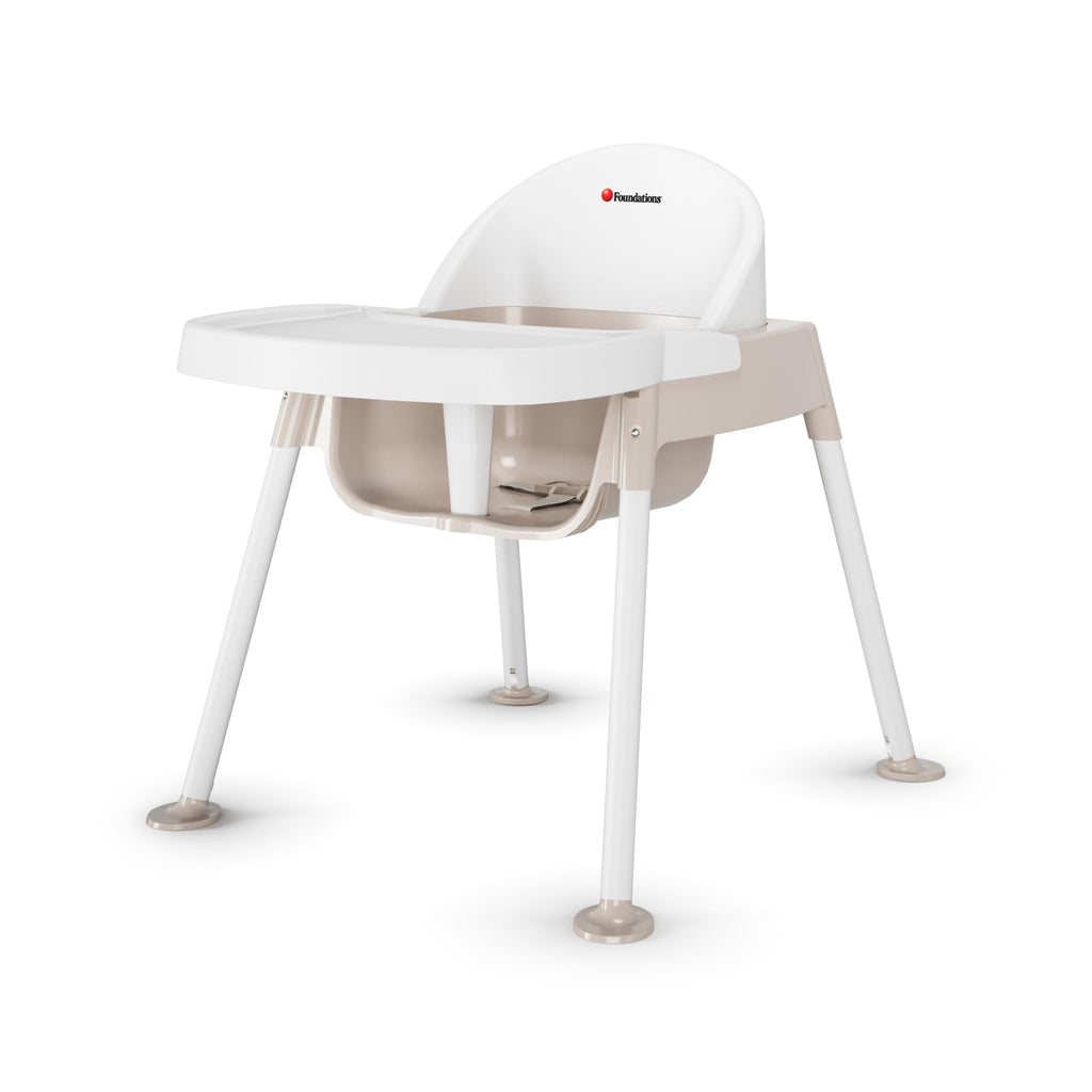 Foundations Secure Sitter 11" Feeding Chair Highchair, White/Tan