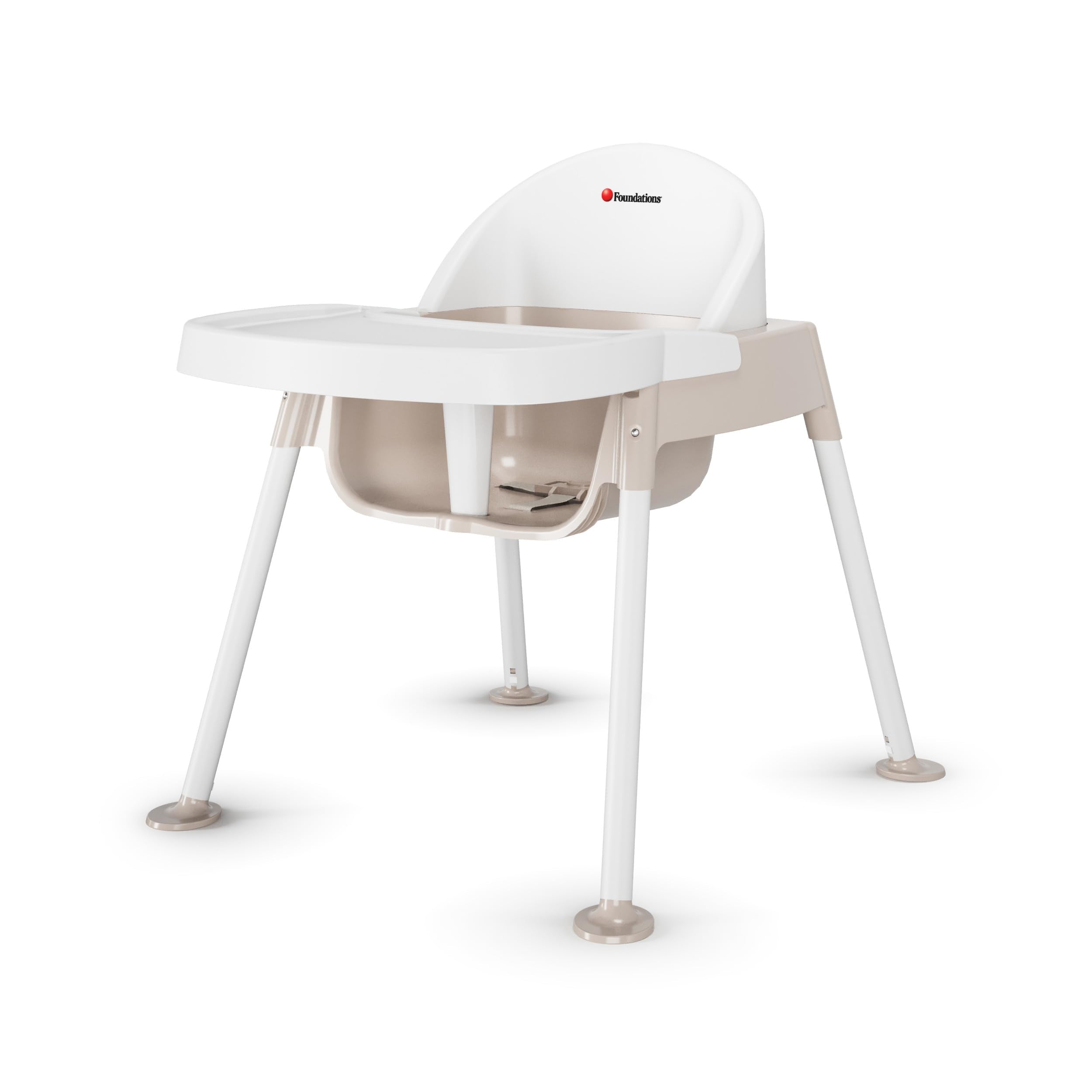 Foundations Secure Sitter 11" Feeding Chair Highchair, White/Tan
