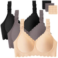 Gailife 3 Pack Nursing Bras for Breastfeeding Seamless Wireless Maternity Bras for Pregnancy Soft Sleep Breastfeeding Bra-BKBGGR,L