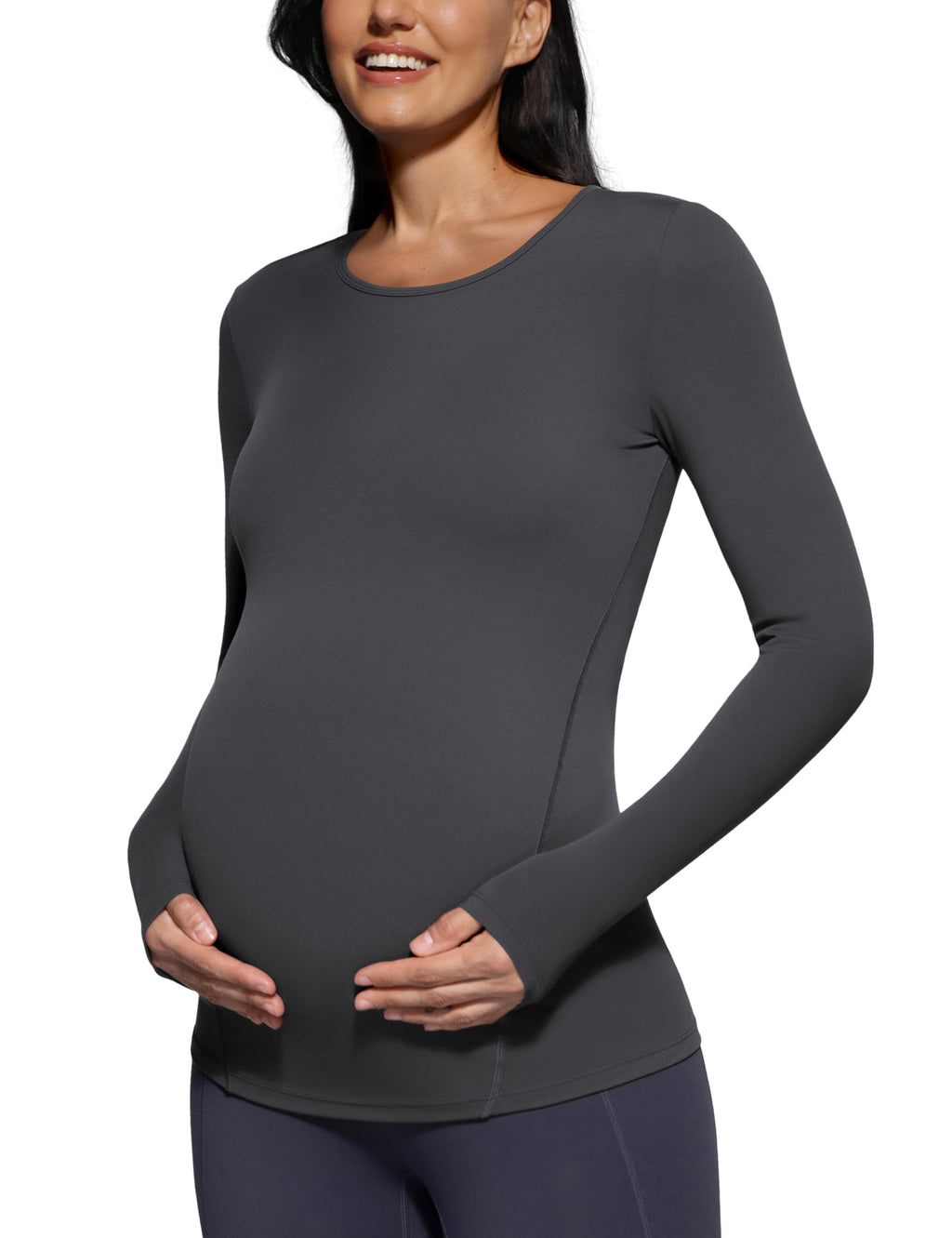 POSHDIVAH Maternity Crew Neck T Shirts for Women Gray Large