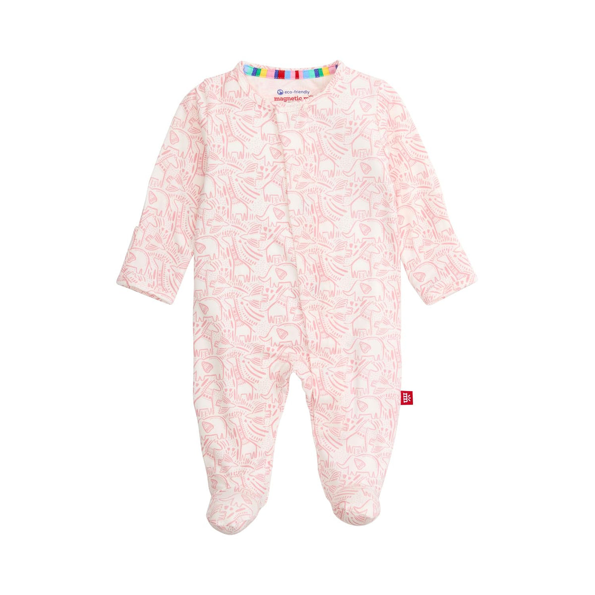 Magnetic Me Girls Modal Magnetic Baby Footie Pajamas | Silky Soft Modal Fabric | Pink Ribbon Waffle | 12-18 Months