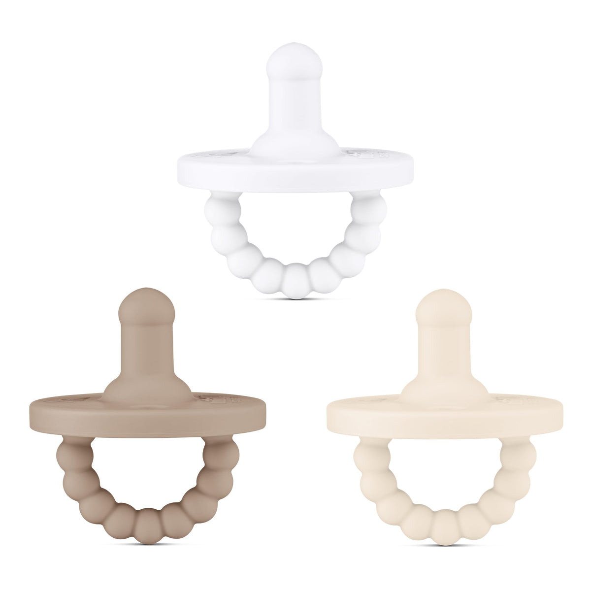 Ryan & Rose Cutie PAT 3 Pack Baby Pacifiers Teether Teething Ring Binky (Canvas, Round Original)